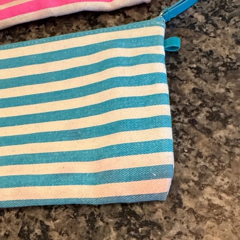 Victoria's Secret Pink and Blue Striped sequins Pouches